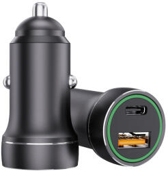 Jellico F4 autós töltő, 1x USB-C, 1x USB QC3.0, 20W + USB-C kábel fekete