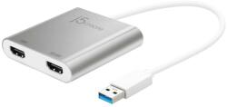 j5create Адаптер j5create JUA365, от USB-A(м) към 2x HDMI(ж), бял, 4K@30Hz (JUA365)