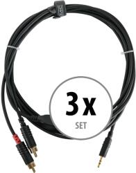 Pronomic 3 Darabos Készlet Pronomic Stage J3RC-3m audio kábel 3.5mm sztereó jack 3m fekete (KST55996)