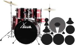 XDrum Semi 20" Stúdió Dobkészlet Rúzspiros + csillapítókészlet (KST32016)