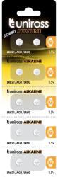 Uniross LR621, AG1, LR60 1, 5V alkáli gombelem 10db/csomag