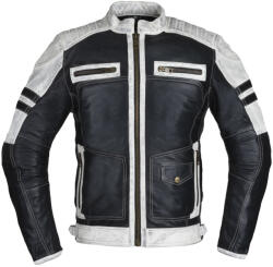 W-Tec Motoros bőrkabát W-TEC Esbiker fekete bézs csíkokkal 6XL (22807-6XL)