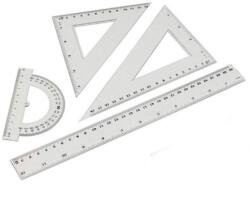  Vonalzó készlet 4 darabos 30cm, vonalzó, szögmérő, 45° és 60° háromszög vonalzók