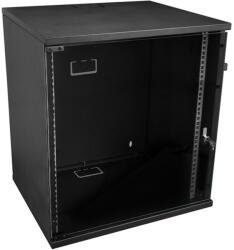 S-Link Rackszekrény - 12U 19" fali kivitel (530x400mm, Flatpack, fekete) (36763)