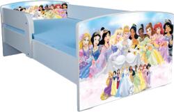  Pat pentru copii 2-12 ani Printesele Disney, Cu Protectie si saltea inclusa de 160x80 Cm Ptv3988 (PTV3988)