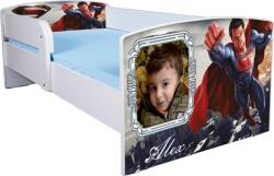 Pat baieti 2-8 ani Personalizat Superman, Cu Protectie si saltea de 140x70 Cm Ptv4307 (PTV4307)