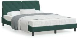 vidaXL sötétzöld bársony ágykeret LED-világítással 140 x 200 cm (3213858) - pepita