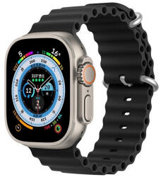 Apple Watch 1-6, SE, SE (2022) (42 / 44 mm) / Watch 7-8 (45 mm), szilikon pótszíj, állítható, hullámos kialakítás, Dux Ducis, fekete
