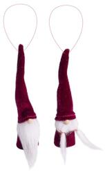  Dekoráció manó bordó sapkában akasztós bársony 15cm 2 féle 1db, figura nem választható