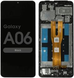 Samsung A065 Galaxy A06, LCD kijelző érintőplexivel és előlap kerettel, fekete (GYÁRI)