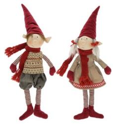  Dekoráció gyerek fiú, lány lógólábú, textil 14x8x60cm piros-szürke 2 féle 1db, figura nem választható (20070AB-24)