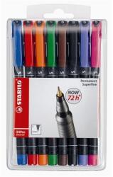 STABILO Alkoholos filc készlet, STABILO 0, 4 mm OHPen S 8 különböző szín (841/8)