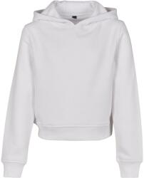 Build Your Brand Hanorac crop top cu glugă pentru fete - Albă | 146-152 cm (BY113-1000285418)