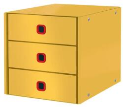 LEITZ Irattároló, laminált karton, 3 fiókos, LEITZ „Cosy Click&Store, melegsárga (E53680019)