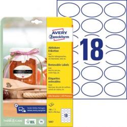 Avery Zweckform Ovális címkék 63, 5x42, 3 mm, Avery 10 lap, fehér