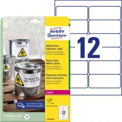 Avery Zweckform Poliészter címkék, nagyon tartósak, 99, 1x42, 3 mm, Avery A4, fehér, 20 lap