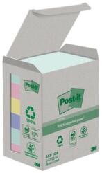 Post-it újrahasznosított NATURE öntapadós jegyzettömb, pasztellszínek, 38x51 mm, 6 db 100 lapos