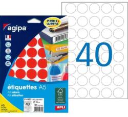 Agipa A5 kerek címkék 24 mm, piros