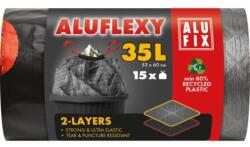 Alufix Kihajtható szemeteszsákok 35 l / 15 db, 28 mikron, LDPE 2 rétegű, 53 x 60 cm, szürke-fekete
