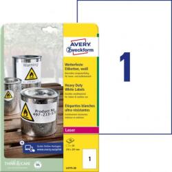 Avery Zweckform Nagyon tartós poliészter címkék 210 x 297 mm Avery A4 fehér 20 lap