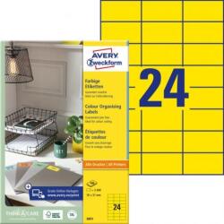 Avery Zweckform Színes címkék 70x37 mm Avery A4 100 lap sárga