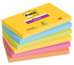 Post-it Super Sticky CARNIVAL öntapadós jegyzettömb, 76 x 127 mm, 6 db 90 darabos jegyzettömb