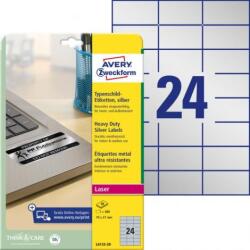 Avery Zweckform Poliészter címkék, nagyon tartósak, 70x37 mm, Avery A4, ezüst, 20 lap