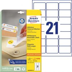 Avery Zweckform Univerzális eltávolítható címkék 63, 5x38, 1 mm Avery A4 25 + 5 lap