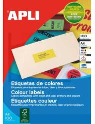 APLI Színes címkék 70x31mm APLI A4 100 lap sárga