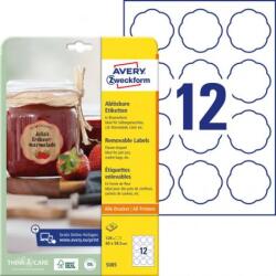 Avery Zweckform Virág alakú címkék 60x59, 5 mm, Avery 10 lap, fehér