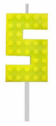Godan Építőkocka 5-ös Yellow Blocks tortagyertya, számgyertya MLG132762E (MLG132762E)