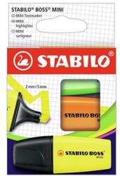 STABILO Kiemelő - STABILO BOSS MINI - 3 csomag - sárga, narancssárga, zöld