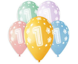 Godan Happy Birthday 1 Star léggömb, lufi 5 db-os 13 inch (33 cm) MLG321920 (MLG321920)