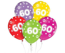 Godan Happy Birthday 60 léggömb, lufi 5 db-os 12 inch (30cm) MLG168402 (MLG168402)