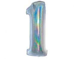 Godan Ezüst Holographic 1-es szám fólia lufi 76 cm MLG144574 (MLG144574)