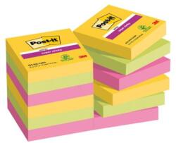Post-it Super Sticky KARNEVÁL öntapadós jegyzettömb, 47, 6 x 47, 6 mm, 12 db, egyenként 90 jegyet tartalmazó jegyzettömb