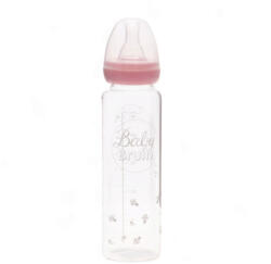 Baby Bruin Hőálló üveg cumisüveg, szilikon etetőcumival, cseppmentes kupakkal 240 ml - rózsaszín