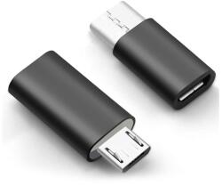 Gigapack Adapter (microUSB aljzat - Type-C, adatátvitel és töltés) FEKETE Asus Zenfone 3 5.5 (ZE552KL), Honor 8, Sony Xperia X Compact (F5321), Sony Xperia XZ (F8331), LG V20 (H990), Huawei Nova, Blackberr (GP