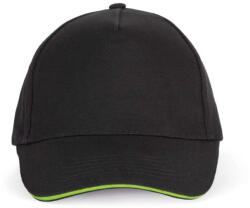 K-UP KP124 SANDWICH baseball sapka 5 paneles, pamut twill anyagból K-UP, Black/Lime-U (kp124bl-li-u)