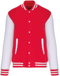 Kariban Uniszex vastag patentos pulóver, Kariban KA497, Red/White-XL (ka497re-wh-xl)