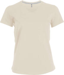 Kariban Női V-nyakú rövid ujjú pamut póló, Kariban KA381, Light Sand-XL (ka381lsa-xl)