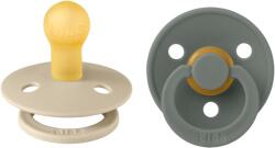 BIBS - Set 2 suzete Colour Latex, tetina rotunda, 0 luni +-Vanilla/Pine
