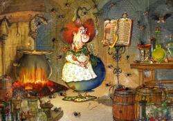 Grafika - Puzzle François Ruyer: Vrăjitoare - În bucătărie - 1 000 piese Puzzle