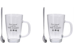 Excellent Houseware Set Latte Machiatto Excellent Houseware, sticla termorezistenta otel inoxidabil, 7.8x12 cm, 300 ml, transparent argintiu (KO-YE7100310)