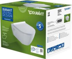 Duravit 45820900A1 NO. 1 DURASTYLE Wc szett, perem nélküli Wc+ SoftClose ülőke AKCIÓ A KÉSZLET EREJÉIG! ! ! (45820900a1)