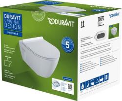 Duravit 45820900A1 NO. 1 DURASTYLE Wc szett, perem nélküli Wc+ SoftClose ülőke AKCIÓ A KÉSZLET EREJÉIG! ! !