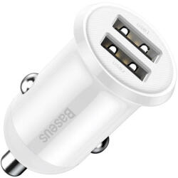 Baseus Grain Pro autós szivargyújtó gyorstöltő adapter 2xUSB, 24W, fehér - ionstore