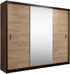 TEMPO KONDELA Tolóajtós szekrény, fekete/craft tölgy, 250x215 cm, CRAFT - smartbutor