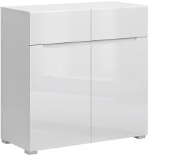 TEMPO KONDELA Komód 2D2S, fehér/fehér extra magas fényű HG, JOLK - smartbutor