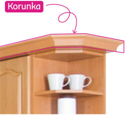 TEMPO KONDELA Korona/díszléc a szekrényhez W60/60 LC, éger, Lora New MDF LC Klasik - smartbutor